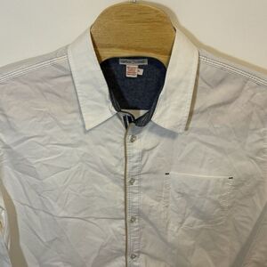 Carbon 2 Cobalt Men's XL White & Blue‎ Trim Button Up Long Sleeve Shirt